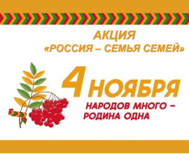 В рамках Дня народного единства по всей стране проводится  акция «Россия – семья семей»